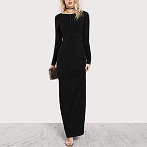 COS Black Long Sleeve Low Back Belted Maxi Dress size S